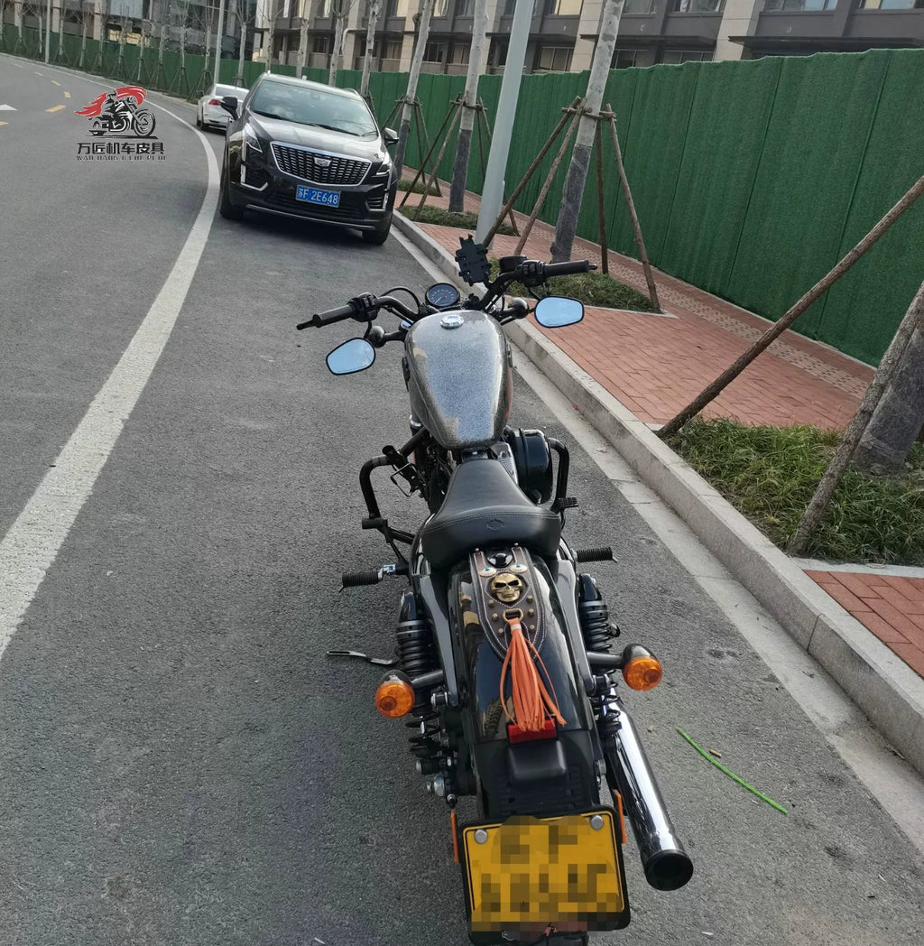 适用哈雷883N  1200 X48座垫改装火焰 后坐垫装饰挡泥板皮保护垫